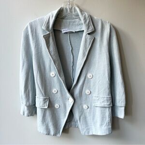 Amina Rubinacci pale blue knit linen and cotton blazer